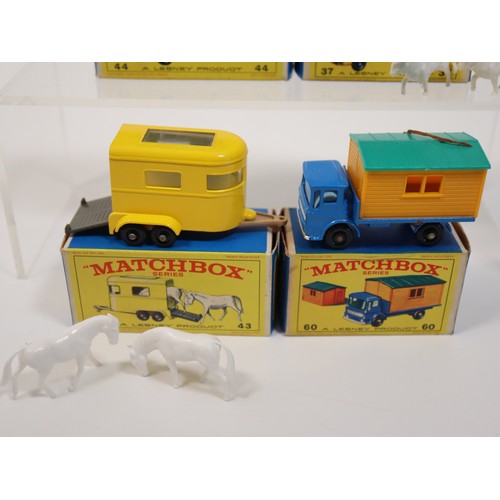 391 - Matchbox 37 Cattle Truck, 44 Refrigerator Truck, New 43 Pony trailer in E4 Series Boxes + 60 Truck w... 