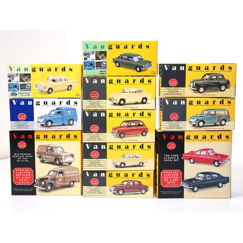 394 - A group of boxed Vanguard 1:43 Scale Die-cast Replicas of classic cars & commercial derived vans inc... 