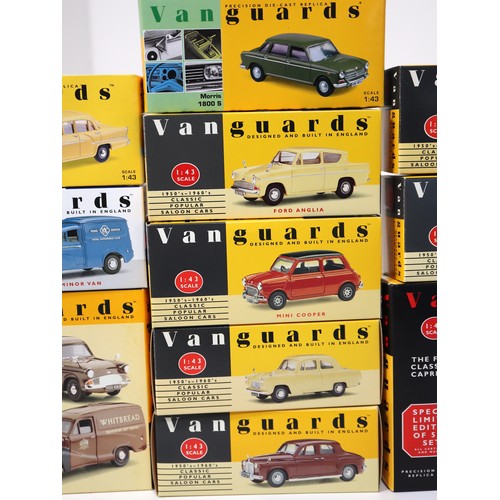 394 - A group of boxed Vanguard 1:43 Scale Die-cast Replicas of classic cars & commercial derived vans inc... 