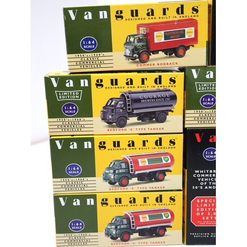 395 - A group of Vanguard 1:64 scale die-cast replica heavy haulage / commercial lorries including Ford Th... 