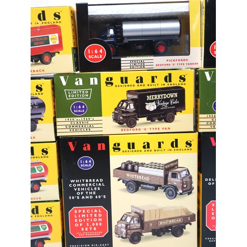 395 - A group of Vanguard 1:64 scale die-cast replica heavy haulage / commercial lorries including Ford Th... 