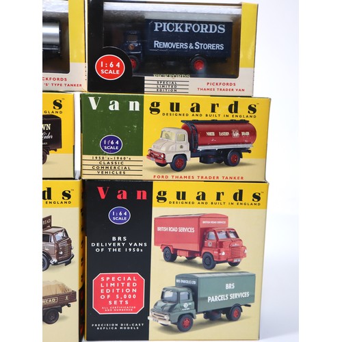 395 - A group of Vanguard 1:64 scale die-cast replica heavy haulage / commercial lorries including Ford Th... 