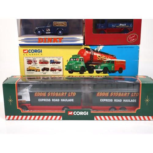 396 - A group of boxed die cast replicas including Majorette Serie 3000 Shell tanker, Corgi Eddie Stobart ... 