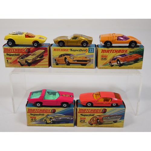 403 - Matchbox Superfast 40 Guildsman 1, 66 Mazda RX500, 1 Mod Rod, New 33 Lamborghini Miura P400, 20 Lamb... 