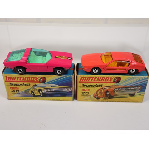 403 - Matchbox Superfast 40 Guildsman 1, 66 Mazda RX500, 1 Mod Rod, New 33 Lamborghini Miura P400, 20 Lamb... 