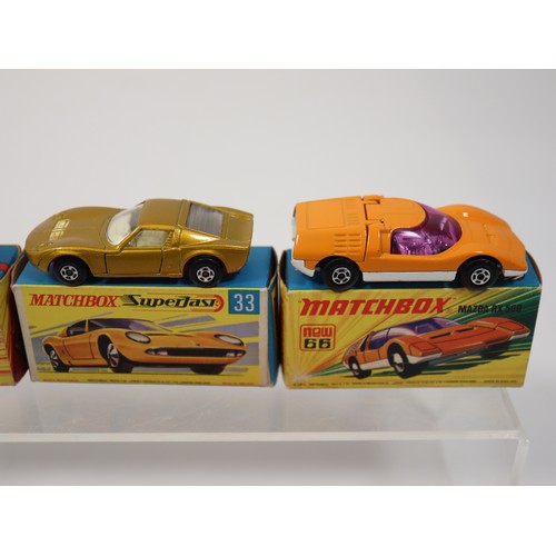 403 - Matchbox Superfast 40 Guildsman 1, 66 Mazda RX500, 1 Mod Rod, New 33 Lamborghini Miura P400, 20 Lamb... 