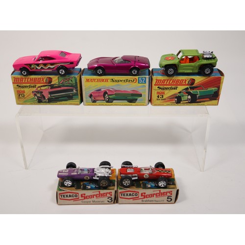 404 - Matchbox Superfast New 52 Dodge Charger MKIII, 70 Dodge Dragster, 13 BAJA Buggy + Texaco Scorchers 5... 