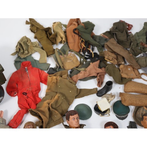 405 - A collection of 1964 Palitoy Action Man Dolls , accessories and clothing + Gherilea Bike with Sideca... 