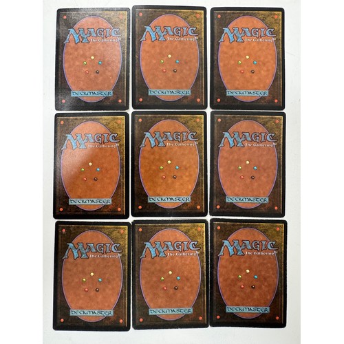 55 - Magic the Gathering: A group of nine unlimited cards includes Lightning Bolt, Darkpact (2), Demonic ... 