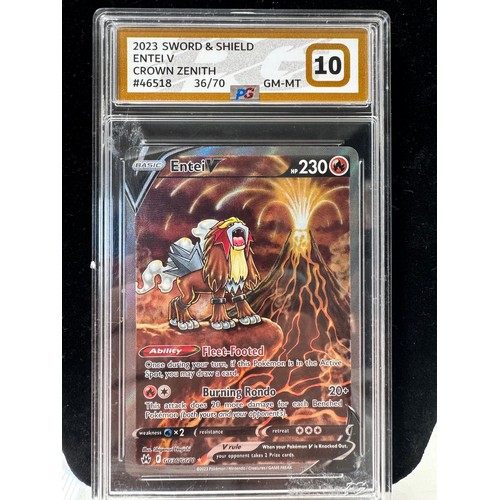 101 - Pokemon TCG - Entei V GG36/GG70 Crown Zenith Sword & Shield PG10 Graded Gem Mint