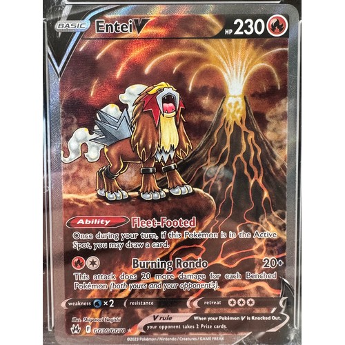 101 - Pokemon TCG - Entei V GG36/GG70 Crown Zenith Sword & Shield PG10 Graded Gem Mint
