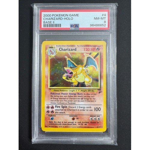 178 - Pokemon TCG - Charizard 4/130 Base Set 2 Graded PSA 8 Near Mint - Mint