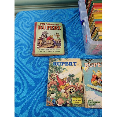 Collection of vintage books and annuals including Rupert the bear ...