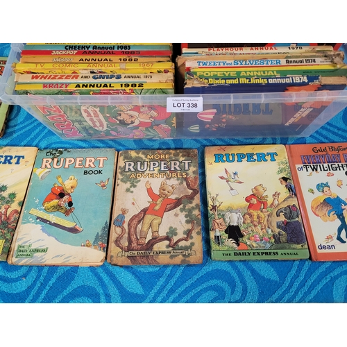 Collection of vintage books and annuals including Rupert the bear ...