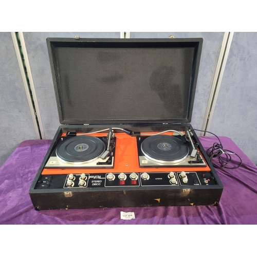 414 - Vintage FAL Stereo Disco DJ Double Turntable Unit.

Vintage FAL Stereo Disco portable DJ unit featur... 