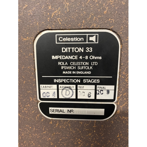 408 - A Pair of Celestion Ditton 33 speakers Serial Number 290296