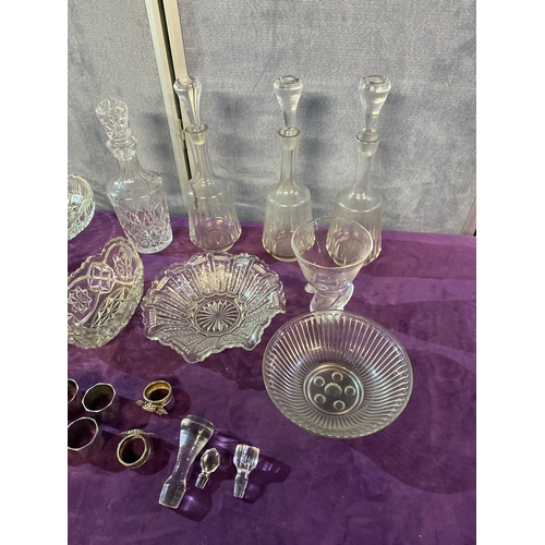 421 - A quantity of Collectable glasswares including, Bowls, Decanters, Paper weights and some Napkin ring... 