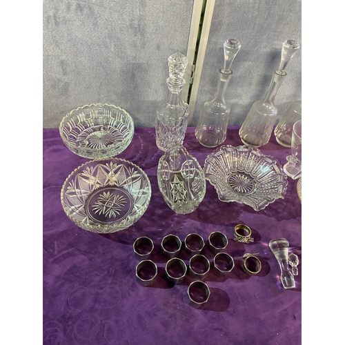 421 - A quantity of Collectable glasswares including, Bowls, Decanters, Paper weights and some Napkin ring... 