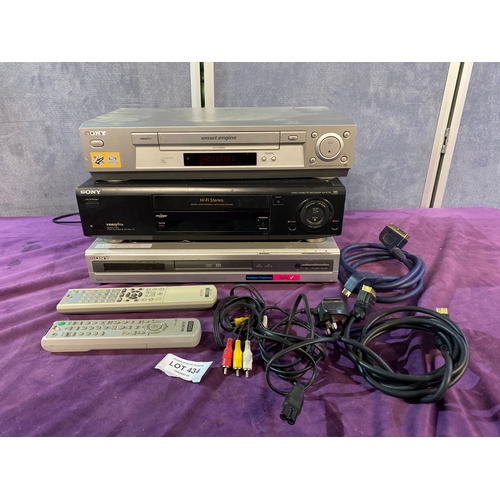 434 - Sony video cassette recorder SLV-SE730G, Sony Video cassette recorder SLV-E720UX and Sony DVD record... 