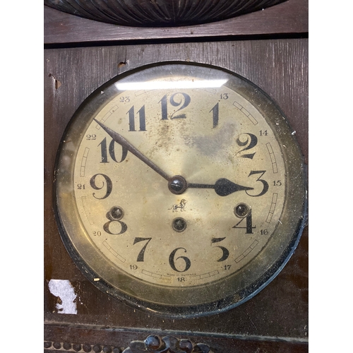 436 - Three Clocks including Ansonia Clock co Mantle clock, Knight & Gibbins clock and Large Excelsior Ger... 