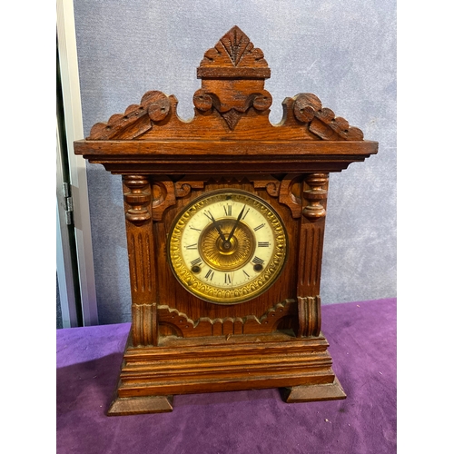 436 - Three Clocks including Ansonia Clock co Mantle clock, Knight & Gibbins clock and Large Excelsior Ger... 