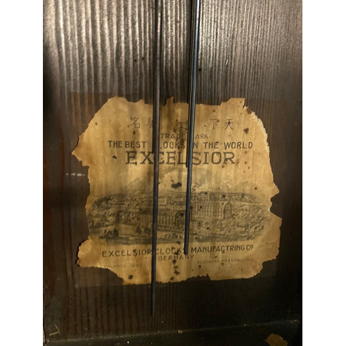 436 - Three Clocks including Ansonia Clock co Mantle clock, Knight & Gibbins clock and Large Excelsior Ger... 