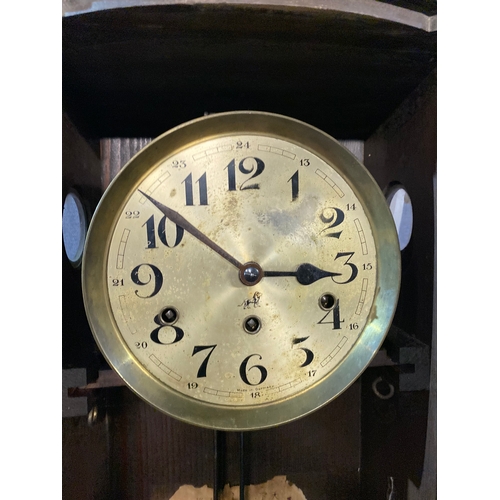 436 - Three Clocks including Ansonia Clock co Mantle clock, Knight & Gibbins clock and Large Excelsior Ger... 