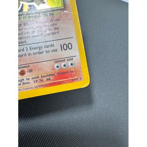 145D - Pokemon Trading Card Game - Charizard 4/102 Base Set Unlimited - Medium Played