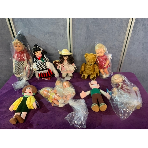 438 - A Collection of miscellaneous dolls including Pelham Puppet Marlborough Wilts