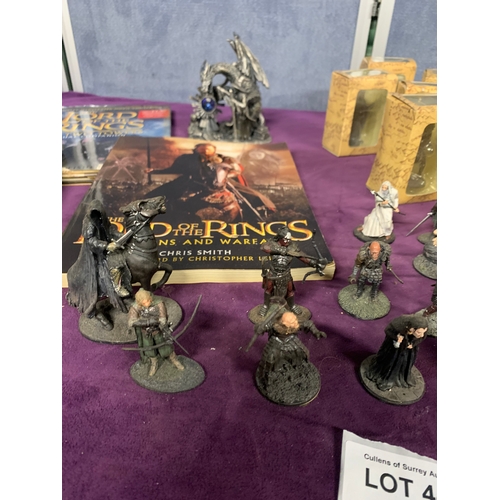 446 - A selection of Lord of the rings collectables including miniature figurines and books