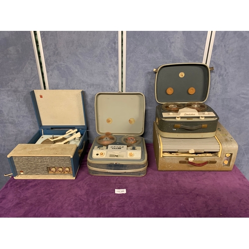 449 - A vintage collection of 2 Turn tables and reel to reel tape recorders including EAR Record player, E... 