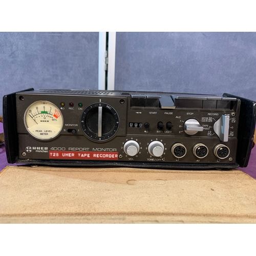 455 - Vintage Uher 4000 report monitor reel-to-reel tape recorder. German made half track recorder used by... 