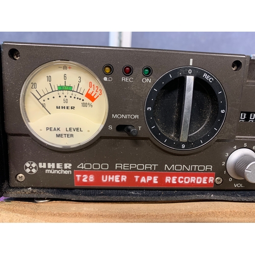 455 - Vintage Uher 4000 report monitor reel-to-reel tape recorder. German made half track recorder used by... 