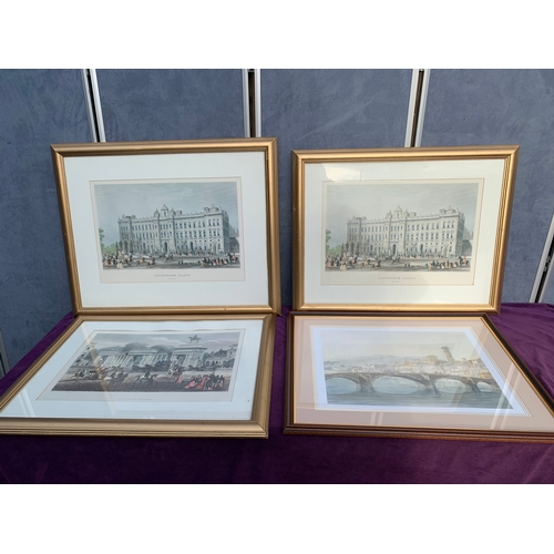 520 - 4 Large framed prints of various landmarks including Buckingham Palace and Hyde Park