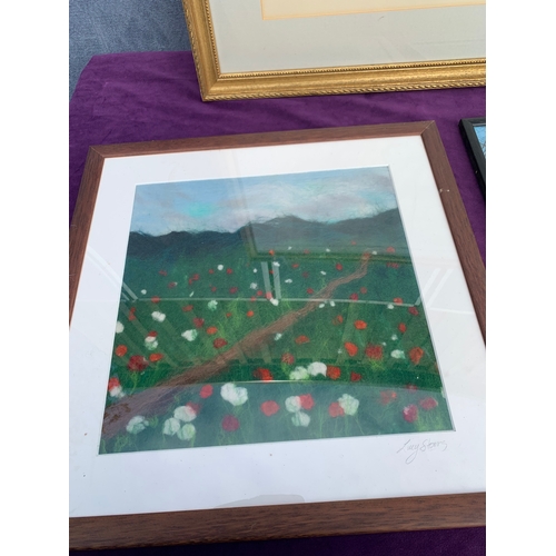 522 - Two signed prints, Original landscape scene and Two framed prints/photographs depicting a lake in th... 