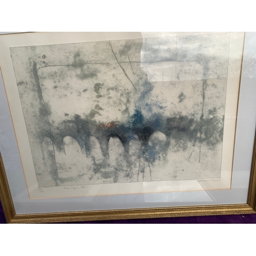 522 - Two signed prints, Original landscape scene and Two framed prints/photographs depicting a lake in th... 