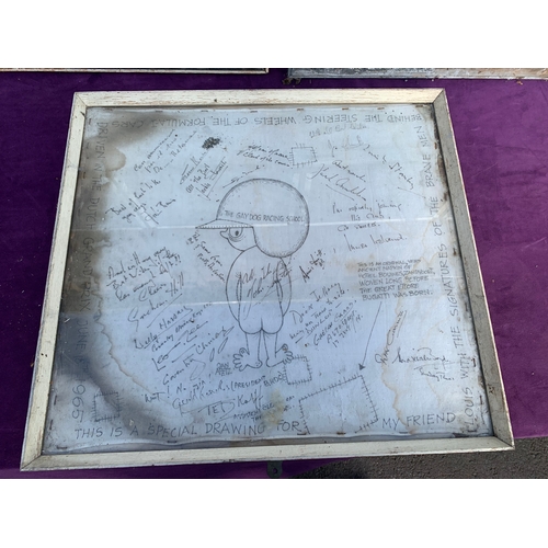 523 - Three Vintage Hand drawn sketches with Various messages and signatures.