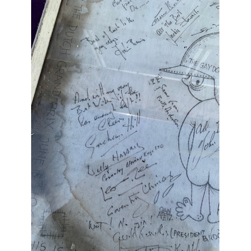 523 - Three Vintage Hand drawn sketches with Various messages and signatures.