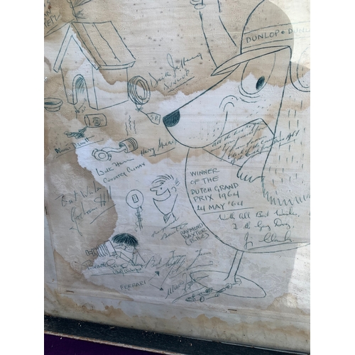 523 - Three Vintage Hand drawn sketches with Various messages and signatures.