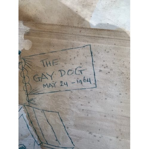 523 - Three Vintage Hand drawn sketches with Various messages and signatures.