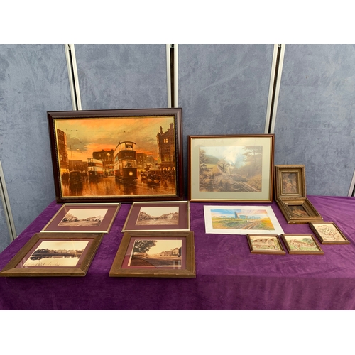 A Quantity of Scenic prints and two framed tiles