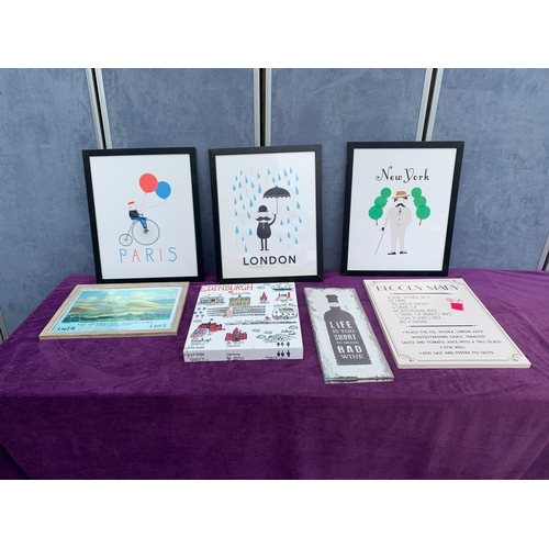 534 - A Collection of Modern Prints and a canvas