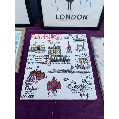 534 - A Collection of Modern Prints and a canvas