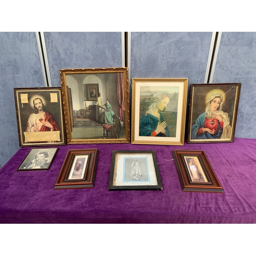 544 - A Collection of 7 framed prints including Religious themes and a signed Bebe Daniels photograph
