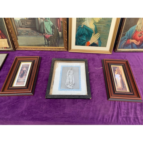 544 - A Collection of 7 framed prints including Religious themes and a signed Bebe Daniels photograph