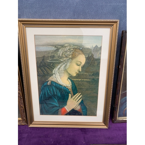 544 - A Collection of 7 framed prints including Religious themes and a signed Bebe Daniels photograph