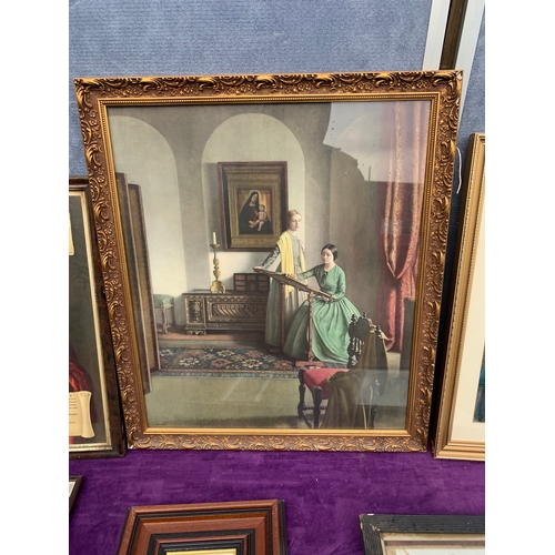 544 - A Collection of 7 framed prints including Religious themes and a signed Bebe Daniels photograph