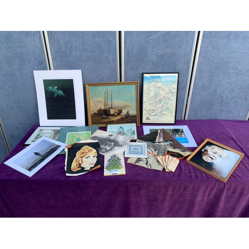 546 - A Large collection of Miscellaneous art pieces including prints, posters and sketches.