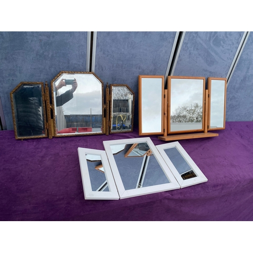 556 - Three dressing table/tri folding mirrors.