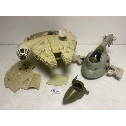 189 - Vintage Kenner Star Wars Vehicles including Millennium Falcon with Training Ball, Slave 1 and One Ma... 